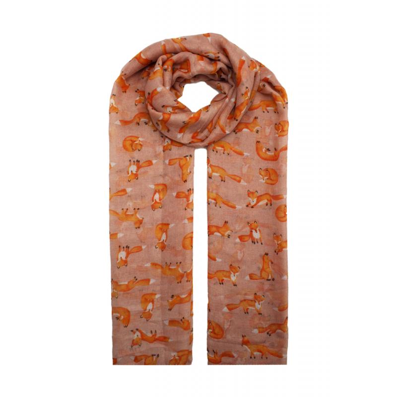 AB1850-334 Small Fox Print Viscose Scarf