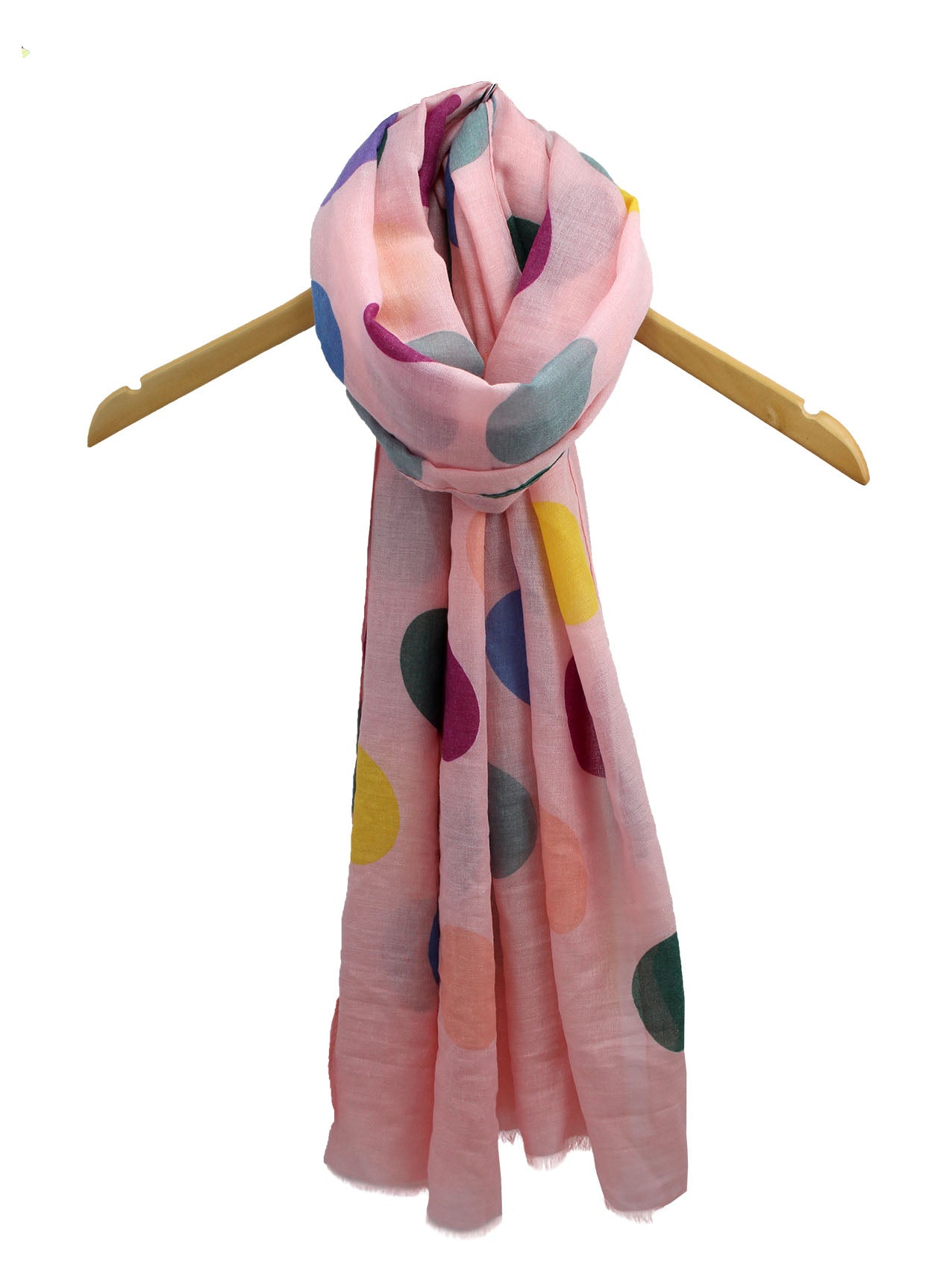 SF1995-015 Cotton Blend Scarf with Large Polka-Dot Print