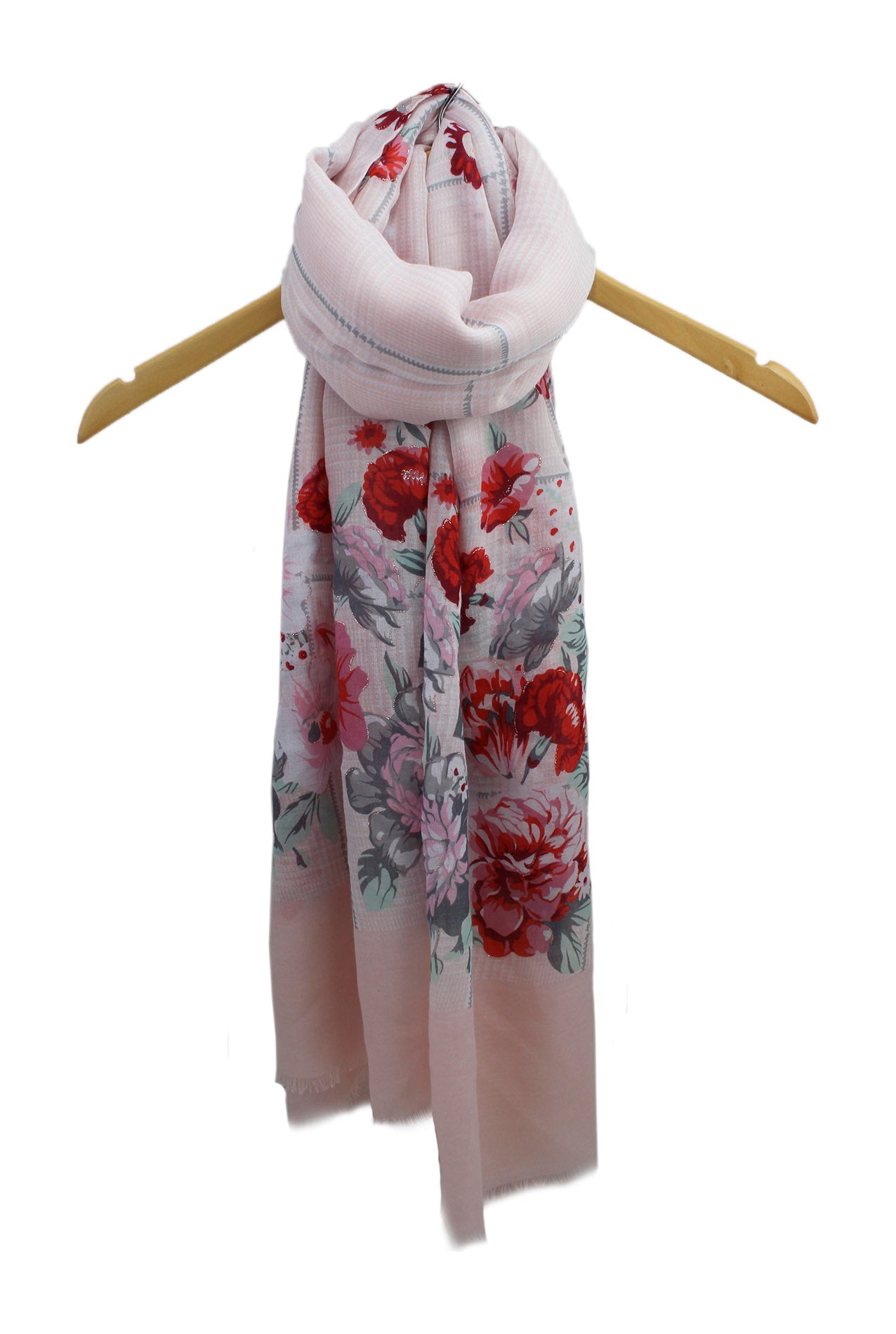 SF1995-022 Printed Scarf with Flower Pattern and Shiny Glitters