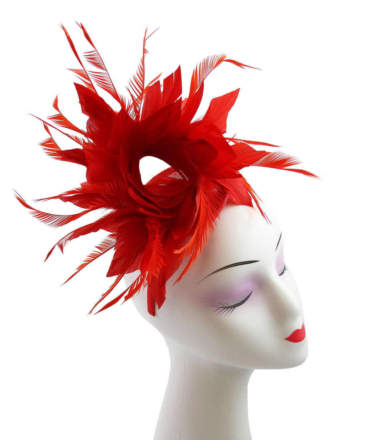 FT9022-008 Disc Fascinator with large and Bendable Feather Flower