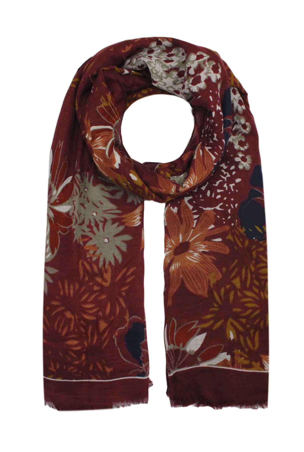 AB1792-146 Flower Print Multicolour Cotton Blend Scarf