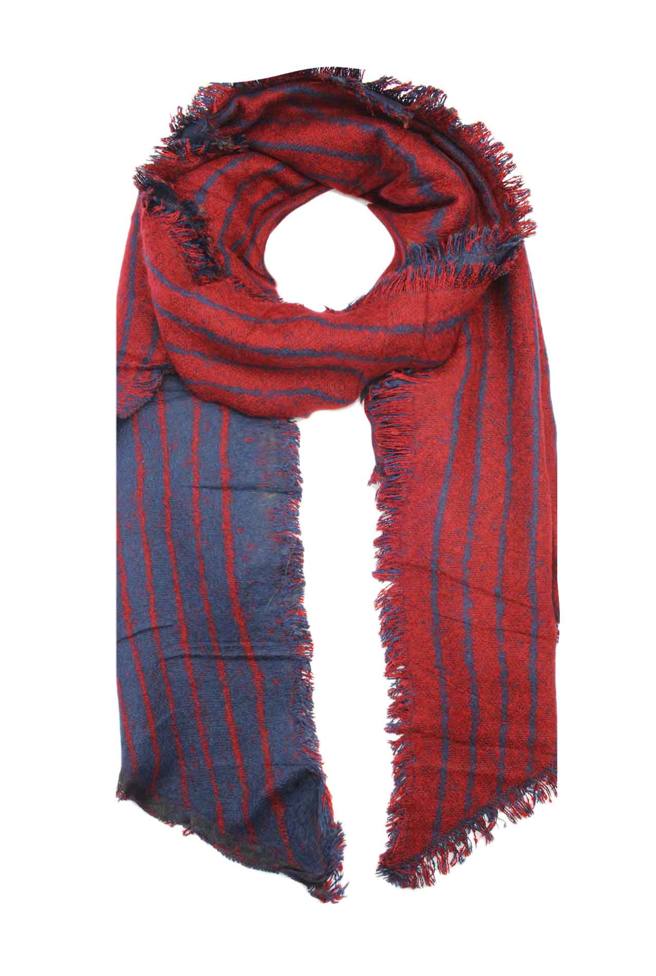 AB17140-130 Stripe Cotton Blend scarf with Fraying