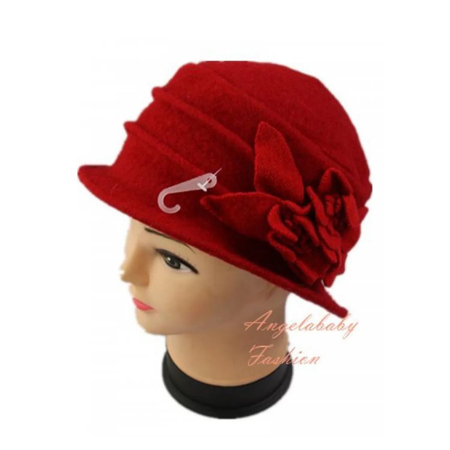 YJ034-72303 Wool Mix Cloche Hat with Flower Detail