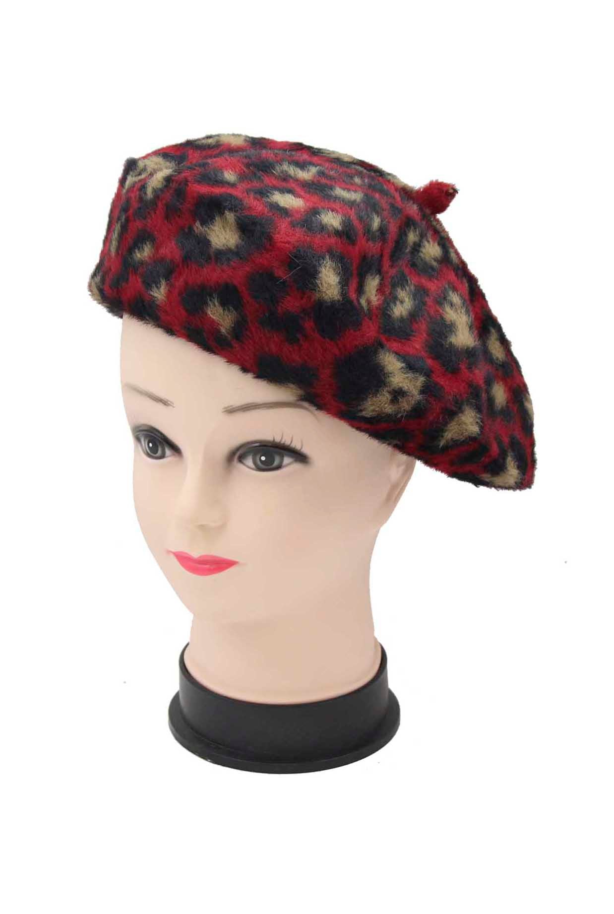 HT18200-560 Leopard Print Multicolour Beret