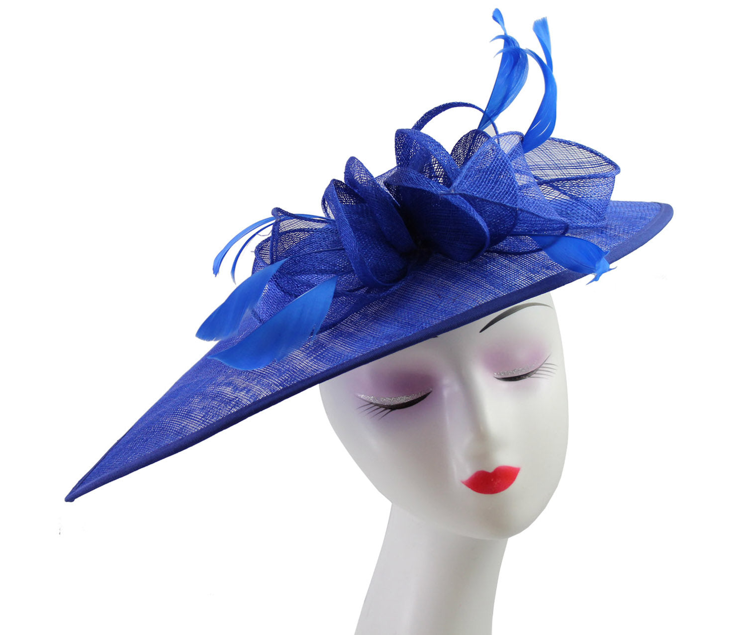 FT9038-019 Large Sinamay Hatinator with Curved Hoops and Feathers