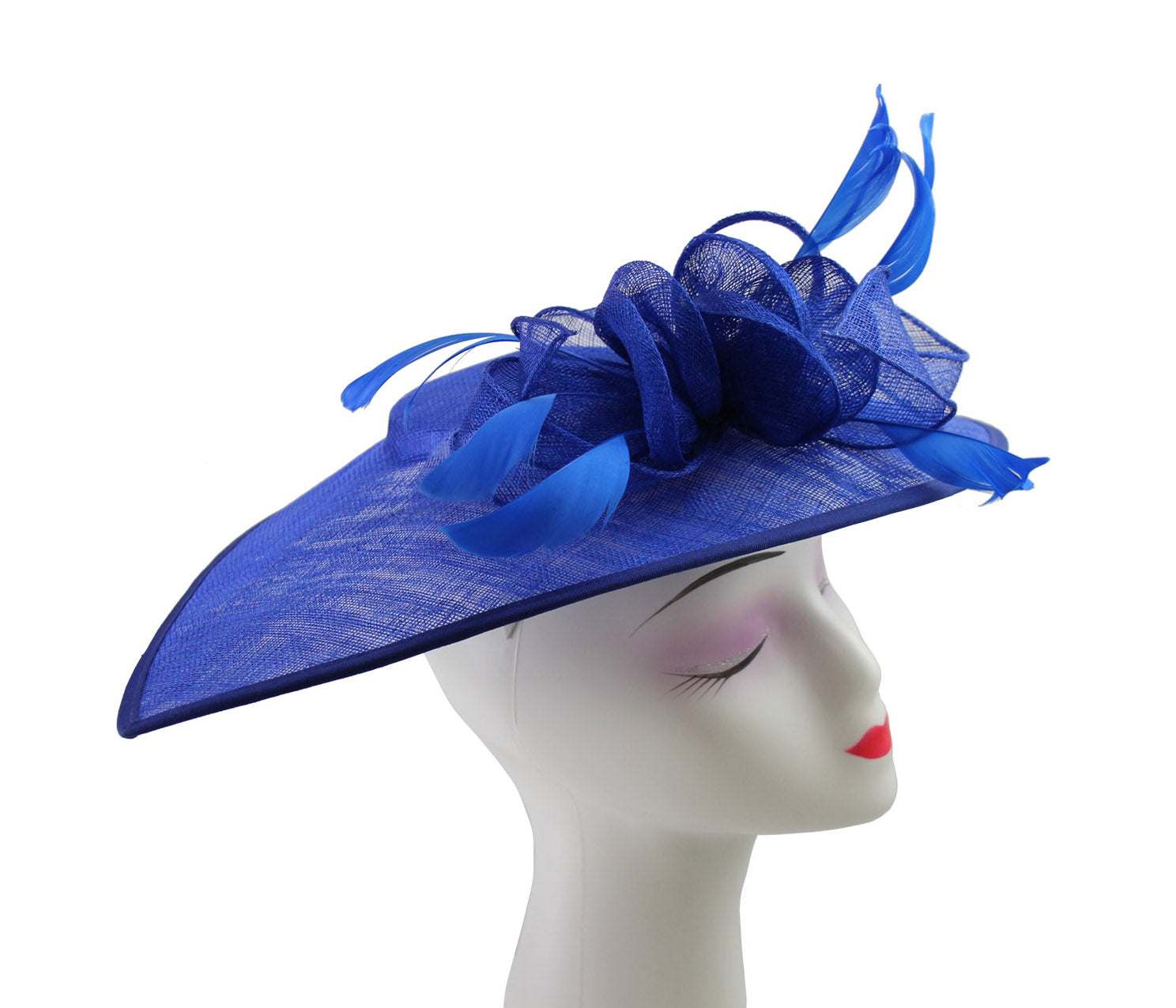 FT9038-019 Large Sinamay Hatinator with Curved Hoops and Feathers