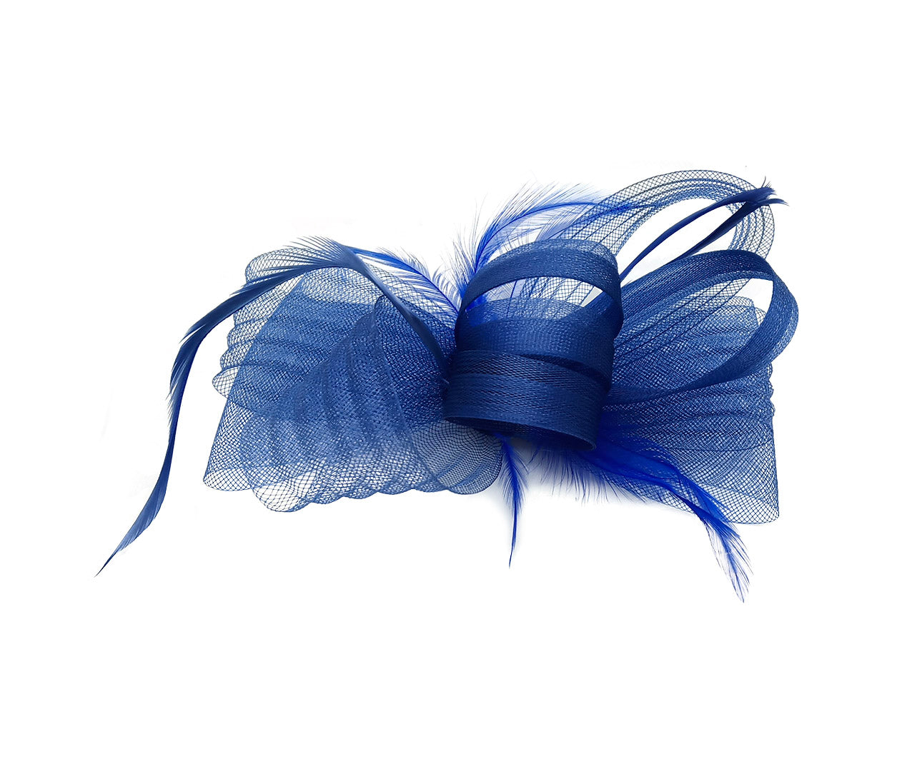 FT9048-010 Bow Fascinator with Synthetic Loops and Curled Feathers