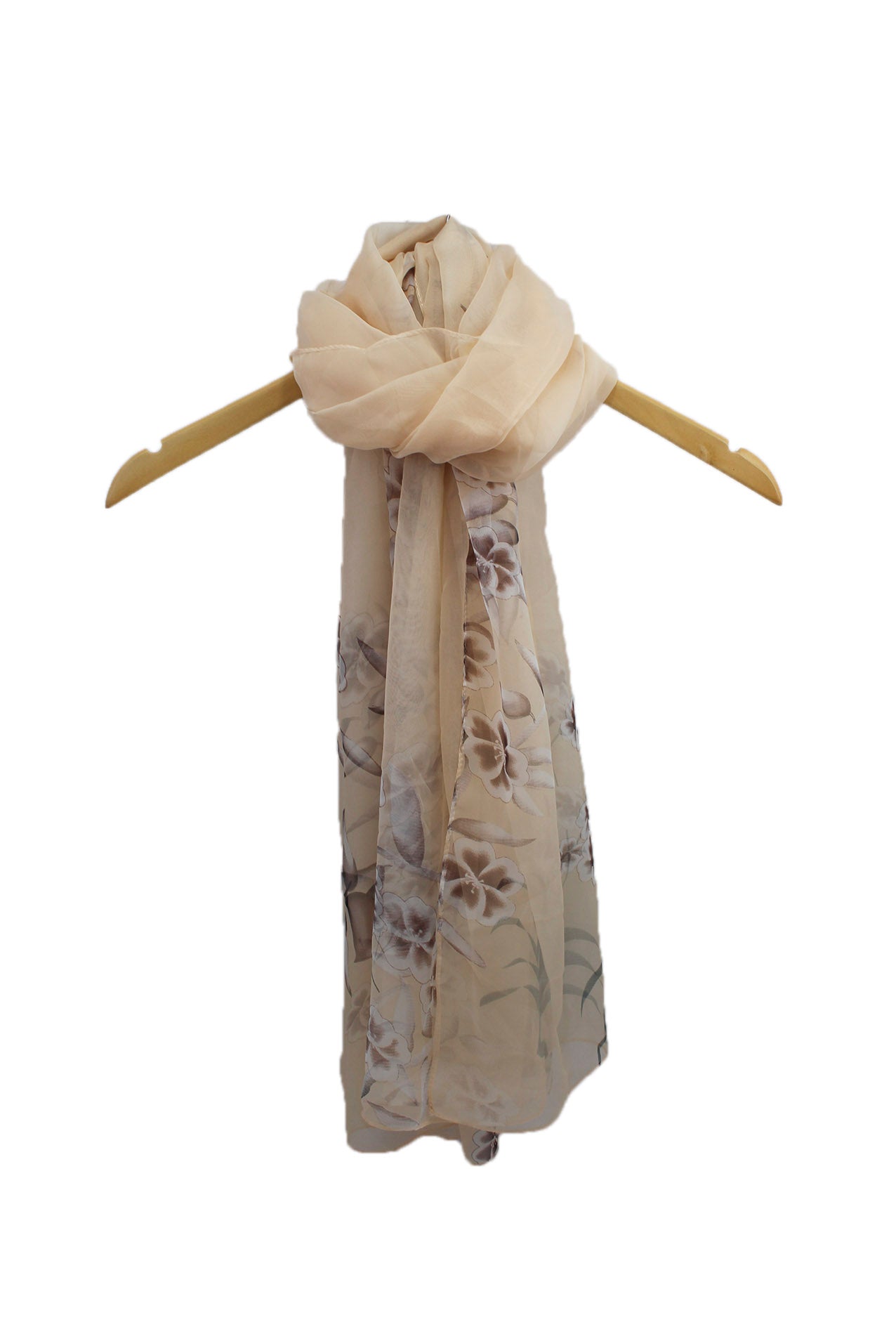 SF1912-034 Silk Blend Scarf with Flower Pattern