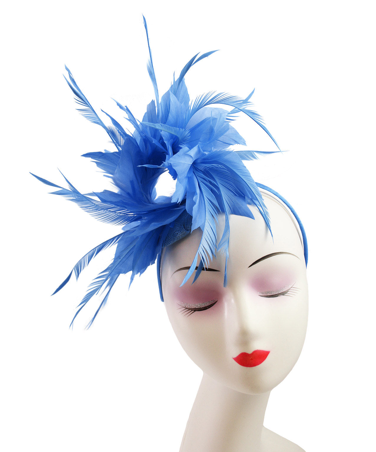 FT9022-008 Disc Fascinator with large and Bendable Feather Flower