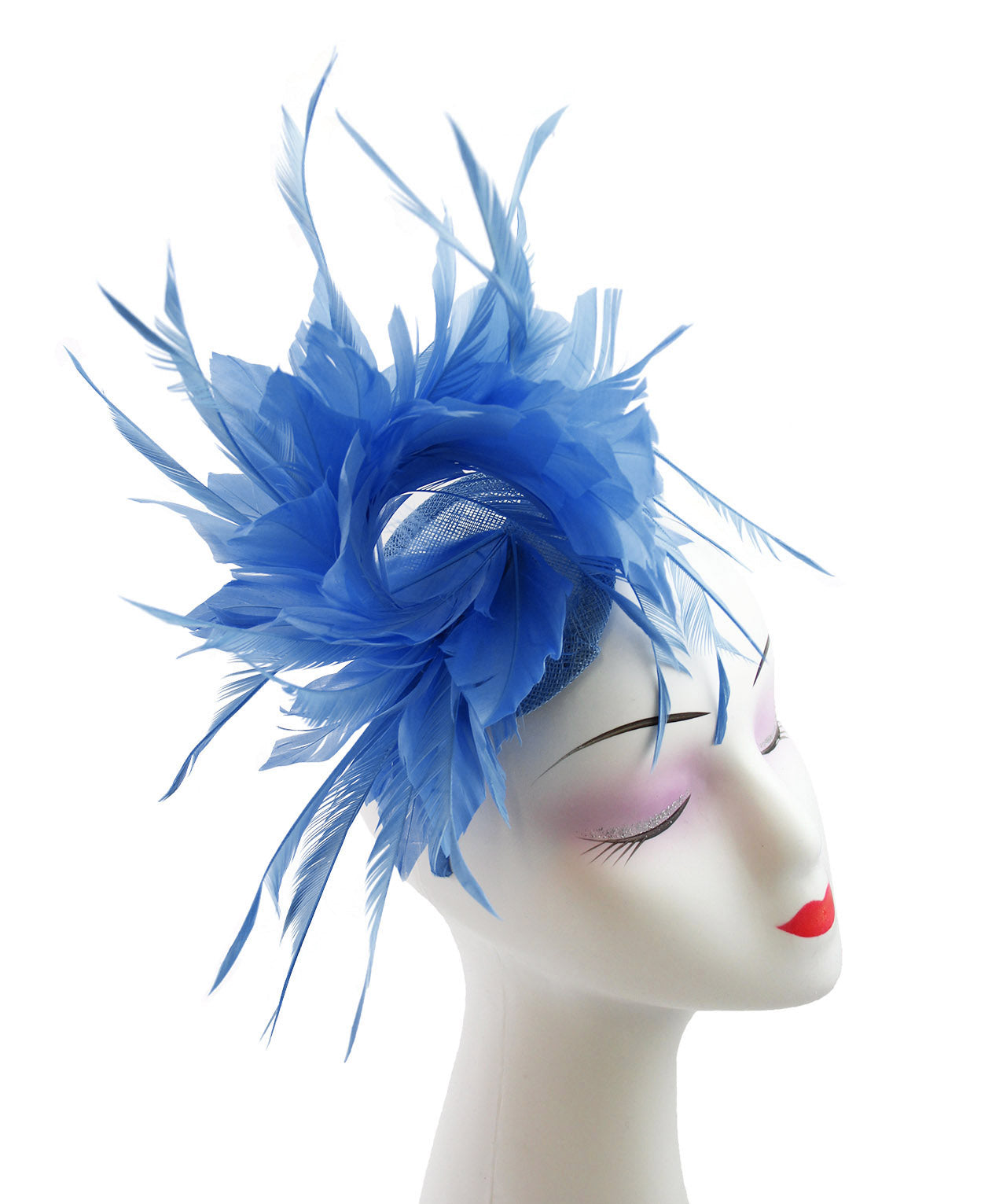 FT9022-008 Disc Fascinator with large and Bendable Feather Flower