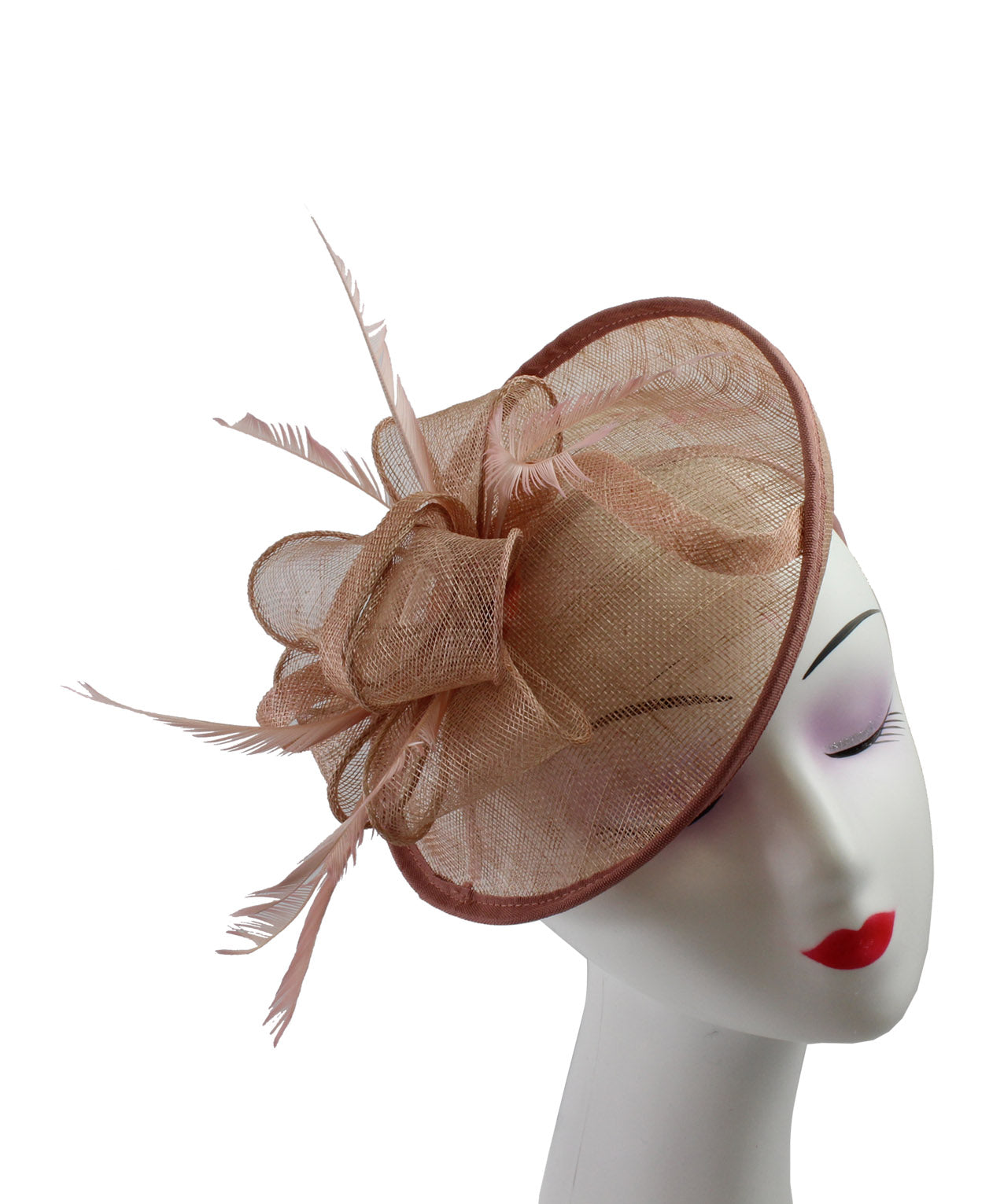 FT9225-015 Sinamay Hat Fascinator with Flower & Feathers