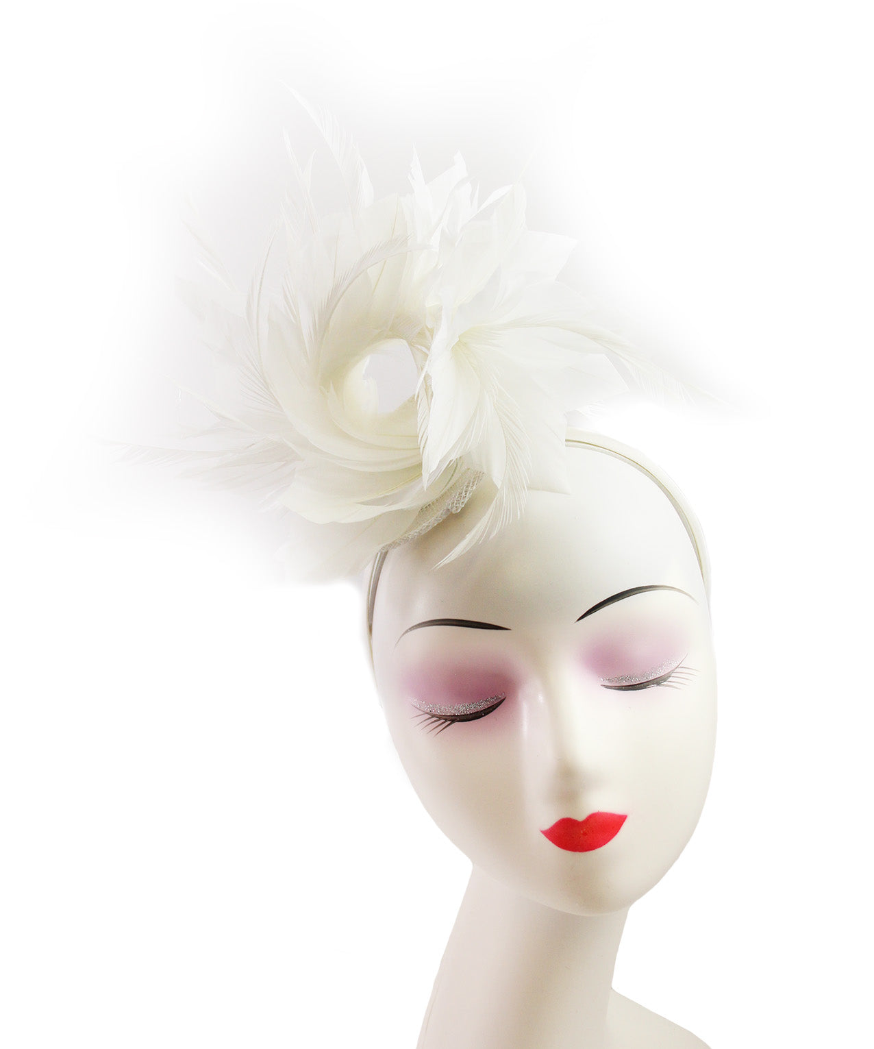 FT9022-008 Disc Fascinator with large and Bendable Feather Flower