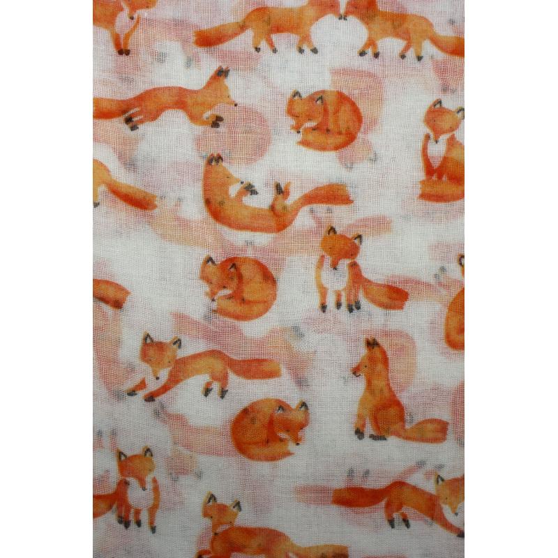 AB1850-334 Small Fox Print Viscose Scarf