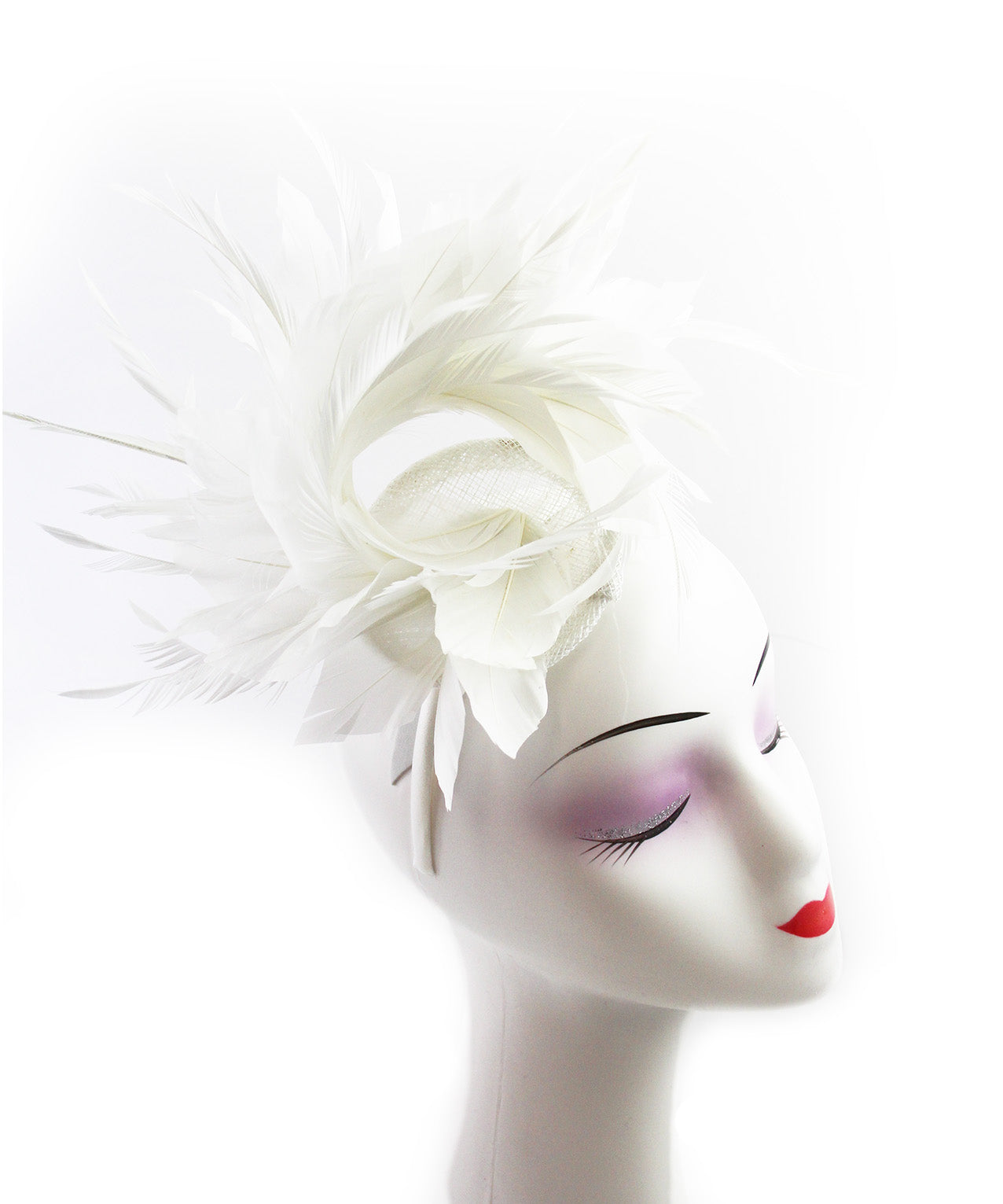 FT9022-008 Disc Fascinator with large and Bendable Feather Flower