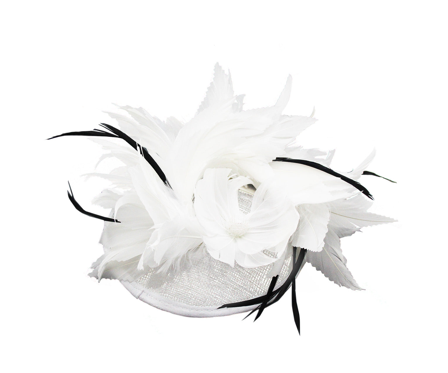 FT9268-003 Bendable Real Feather Flower Fascinator with a Sinamay Disc