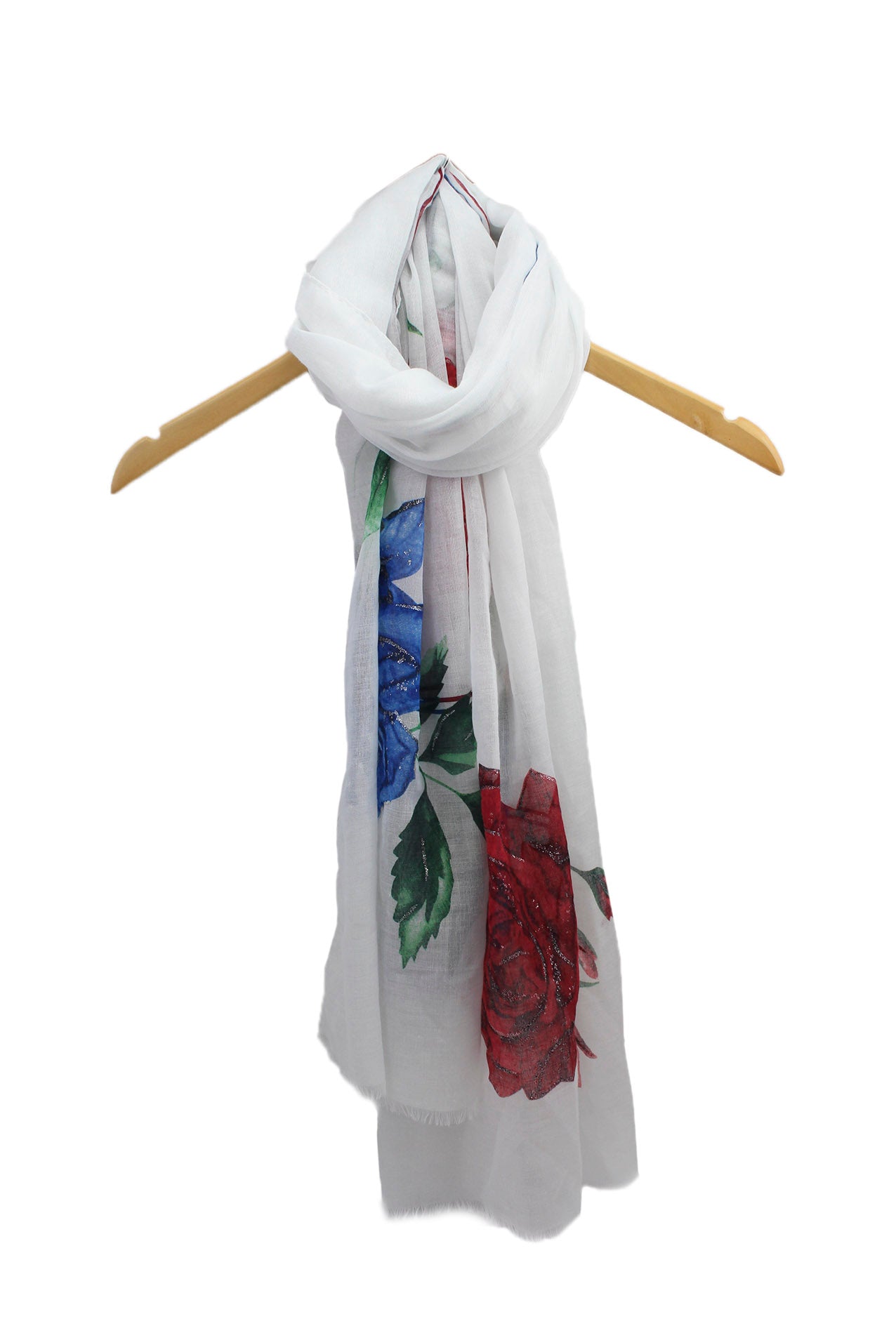 SF1985-017 Soft Scarf with Rose Flowers and Shiny Glitters