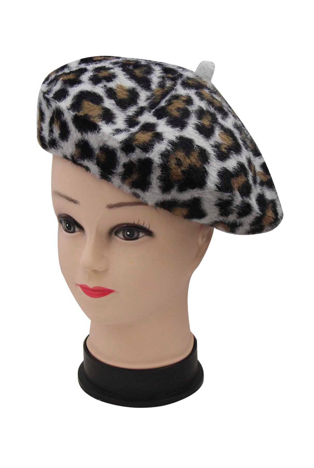 HT18200-560 Leopard Print Multicolour Beret