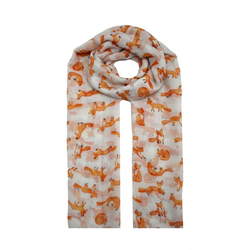 AB1850-334 Small Fox Print Viscose Scarf