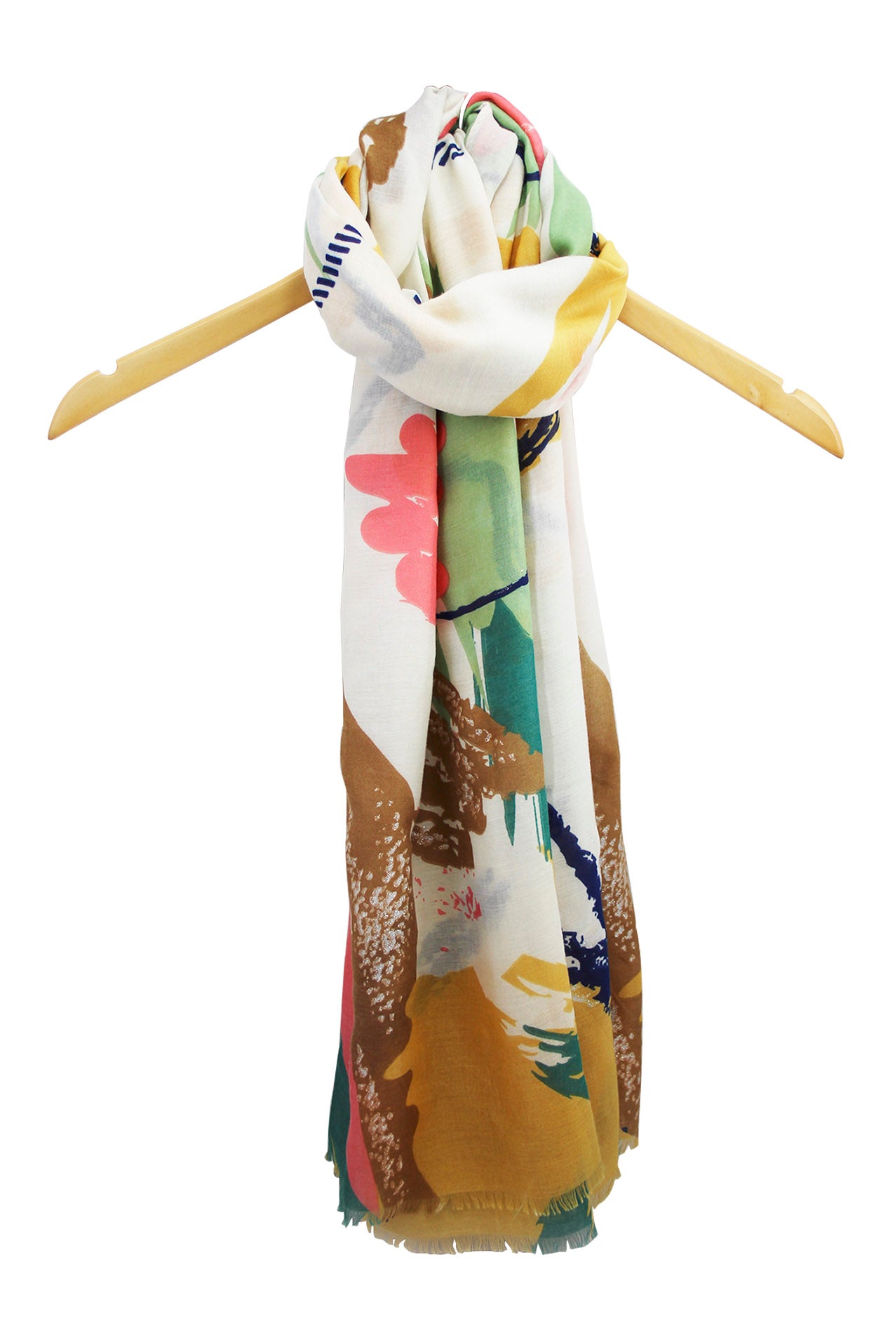 SF1995-020 Soft Printed Scarf with Abstract Pattern and Shiny Glitters